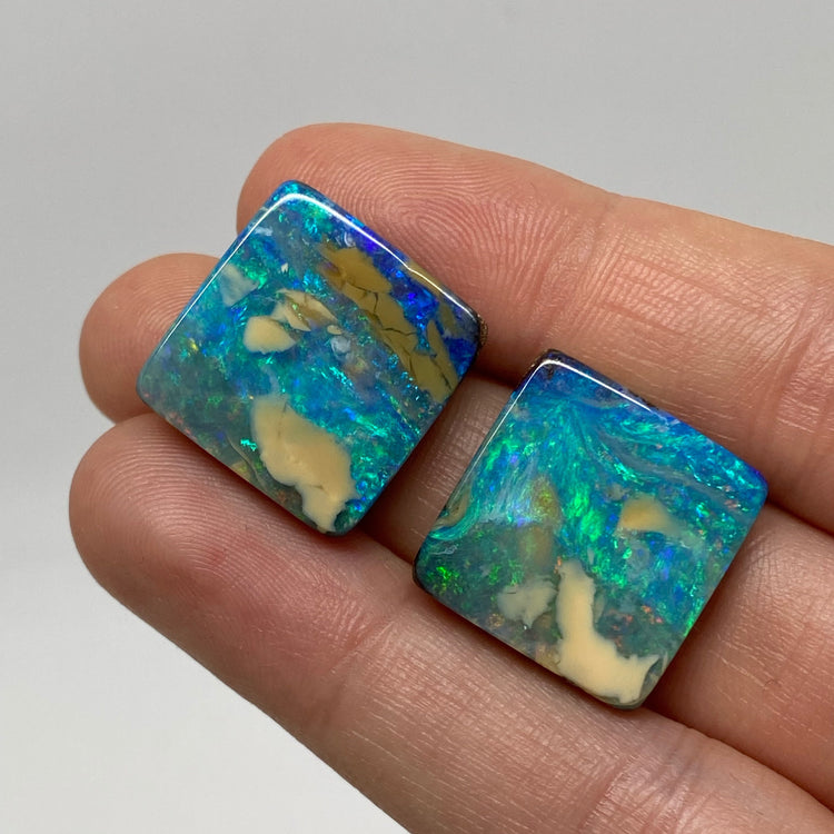 29.08 Ct rectangle boulder opal pair